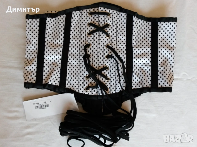 Корсет в бяло с черни точки, снимка 6 - Корсети, бюстиета, топове - 54247411