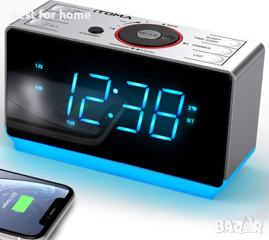 iTOMA Будилник с радио с Bluetooth високоговорител