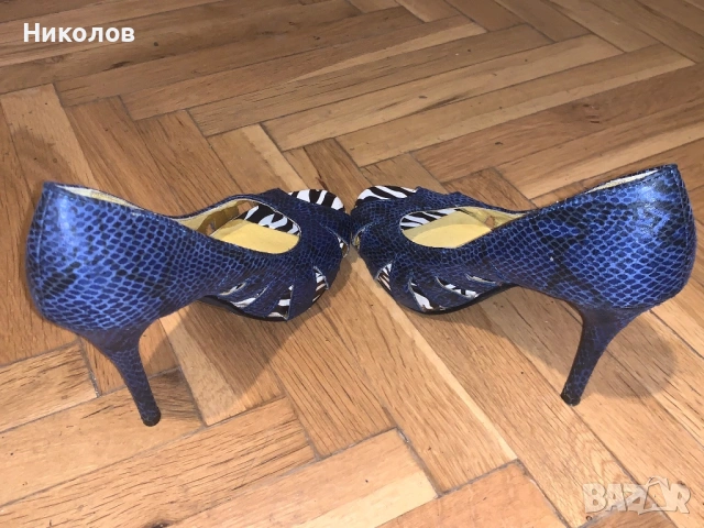 Отворени обувки на висок ток. BIANCO змийска кожа и зебра принт, снимка 4 - Дамски обувки на ток - 54744473