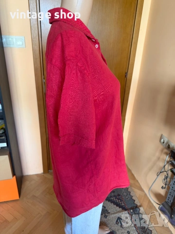 Мъжка ленена риза с къс ръкав Heritage, снимка 4 - Ризи - 54321704