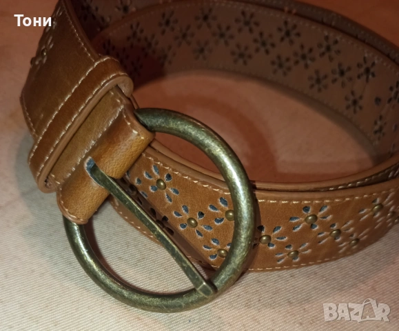 Нов Дамски Стилен Колан Изцяло от Естествена Кожа 120см.
