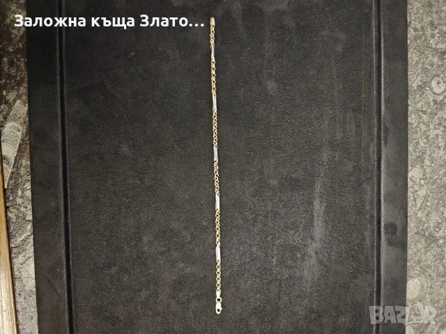 Златна гривна с комбинирани жълти и бели елементи Проба 585 - 14 карата, снимка 4 - Гривни - 55660481