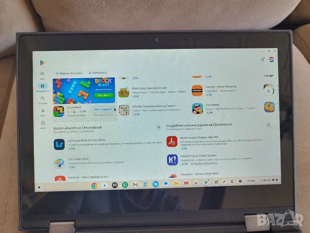 Лаптоп/Таблет - Chromebook Lenovo - 11.6" сензорен дисплей, 4 ядрa Intel, 4GB рам, 15 часа батерия, снимка 15 - Лаптопи за дома - 55421967