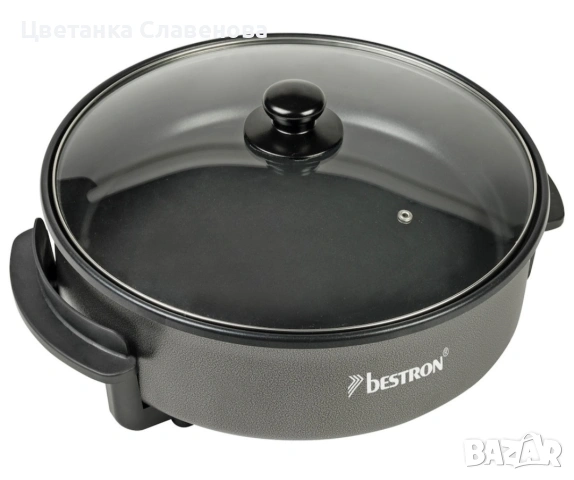 Електрически тиган Bestron AHP1500Z , многофункционален тиган с диаметър 40см, стъклен капак, снимка 2 - Печки, фурни - 48249294