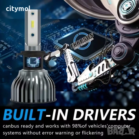 Комплект 2 бр. авто лампи/крушки H7, LED, с вентилатори, 4300 K, снимка 6 - Аксесоари и консумативи - 54082065