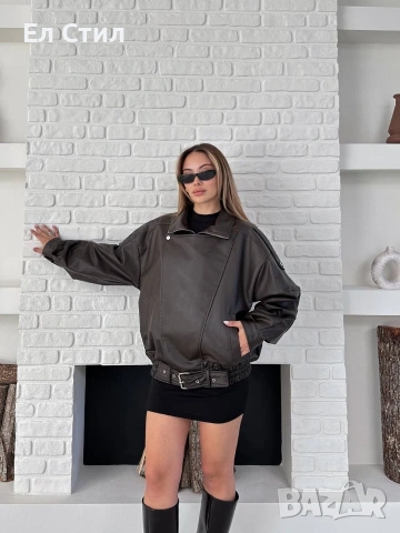 💎Кожено яке с м л oversize,Еконт, снимка 3 - Якета - 54074545