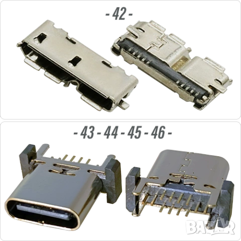 Букса конектор USB Type-C  8 pin 12 pin , 10 pin Micro-B, снимка 3 - Ремонт на друга електроника - 54184350