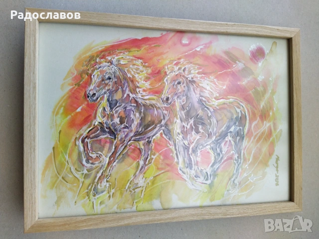 ''Коне'' / картина, оригинал /, снимка 3 - Картини - 53649407