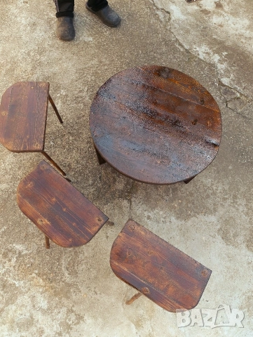 Дървена софра с три столчета , снимка 6 - Декорация за дома - 54312348