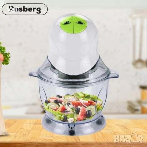 Чопър Rosberg, 400W, 1L, 2 скорости, бяло-зелен, 2 ГОДИНИ ГАРАНЦИЯ, снимка 4 - Чопъри и пасатори - 54842097