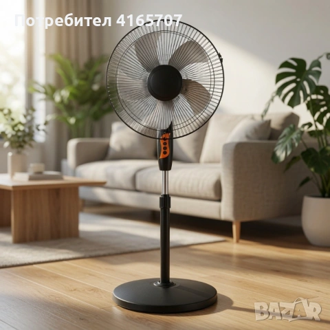Подов вентилатор 45W с 5 лопатки, 3 скорости и автоматично въртене – тихо и ефективно охлаждане, снимка 3 - Вентилатори - 54869391
