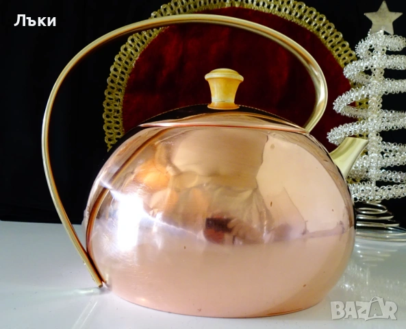 Меден чайник,кана,чиста червена мед 1 л. , снимка 5 - Антикварни и старинни предмети - 54555526