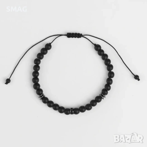 Лятна Unisex гривна черни дървени мъниста хематитови дискове_1249585