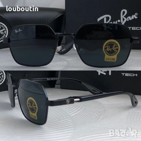 Ray Ban Ferrari  3 цвята мъжки слънчеви очила минерално стъклоло, снимка 2 - Слънчеви и диоптрични очила - 55153517