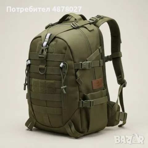 Военна тактическа раница 55L – водоустойчива, с MOLLE система и отделение за лаптоп, зелена, снимка 4 - Раници - 55462733