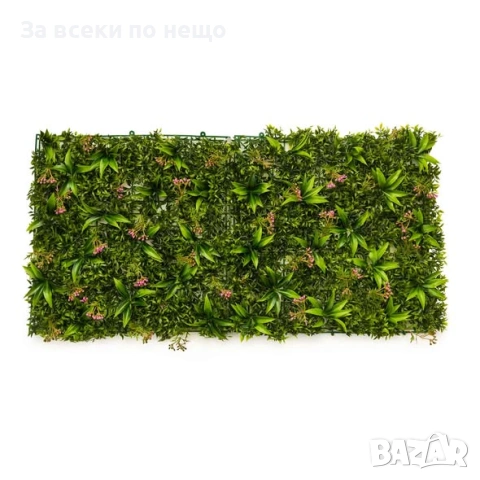 Зелено пано за стена с розови цветчета, 50*50см Код P2780