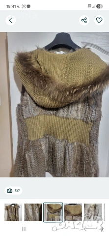 Елек от заек и яка от лисица, снимка 6 - Елеци - 54333142