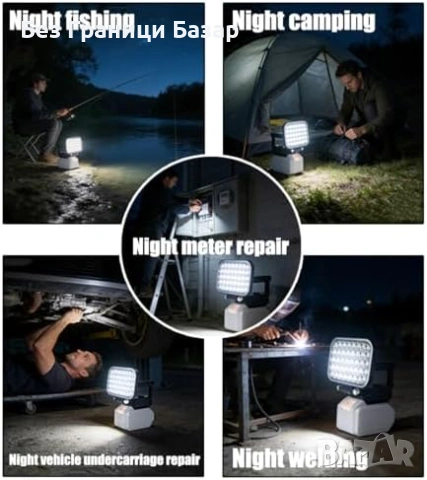 Нова 35W 9000LM LED работна лампа за Makita 18V LXT IPX6 USB Акумулаторен прожектор, снимка 7 - Други инструменти - 54129139