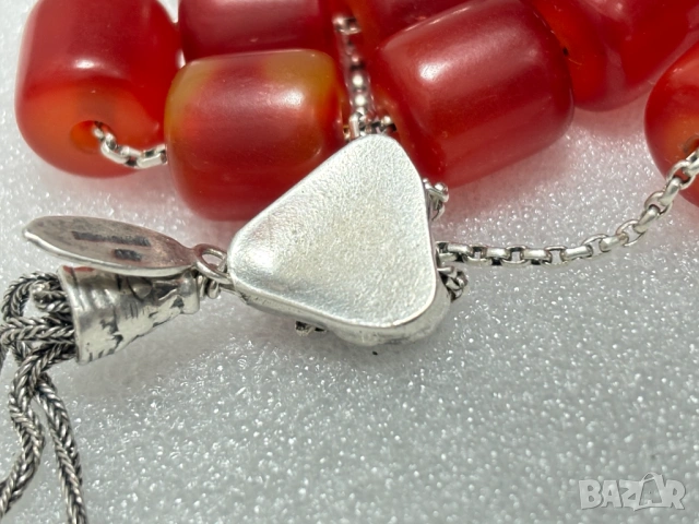 Стара Сребърна Броеница-сребро проба 925, ръчна изработка, снимка 10 - Антикварни и старинни предмети - 53959165