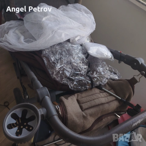 Бебешка Количка с помпащи гуми и столче за кола 2в1 + много аксесоари , снимка 8 - Детски колички - 54884424