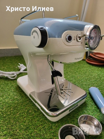 Ретро Еспресо кафемашина с ръкохватка Ariete Espresso Vintage 1389 Винтидж Синя, снимка 14 - Кафемашини - 54996223