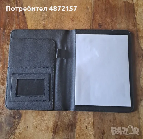 папка луксозна кожена за документи черна малка A5, снимка 2 - Ученически пособия, канцеларски материали - 55616538