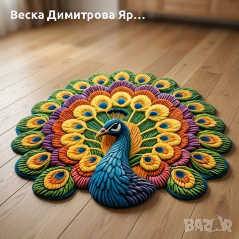 Декоративен килим Паун - Мек антислип килим за модерен интериор