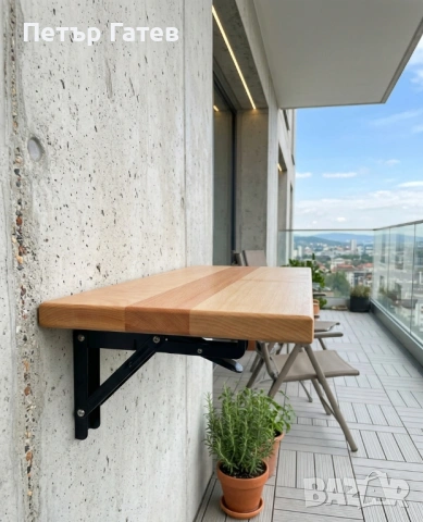 Сгъваема масичка с плот от масивен бук и здрави метални елементи , снимка 2 - Маси - 54110424
