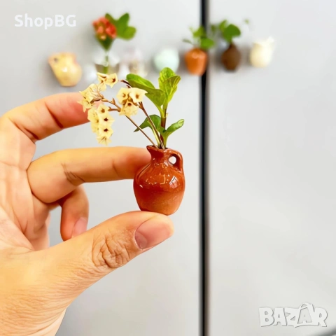 Магнитни мини вазички за хладилник „Mini Fridge Vases“ – комплект декоративни магнити, снимка 5 - Вази - 54820554