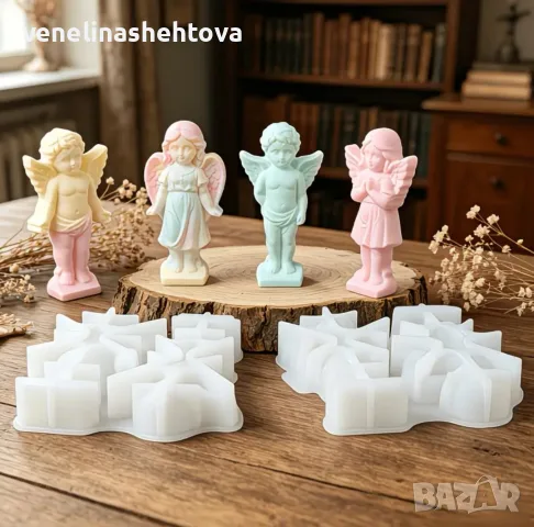 2 модела ангели ангел момче момиче дълбок силиконов молд свещи гипс смола фондан декорация торта 
