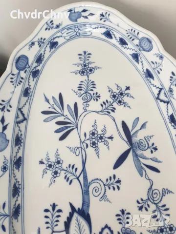 Meissen плато 60см-2,9кг/Син Лук/Майсен порцеланова чиния за сервиране, снимка 3 - Прибори за хранене, готвене и сервиране - 55606518
