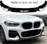 Комплект от 3 броя преден лип за BMW X3 X4 Pre Facelift M Pack 2018-2021, снимка 1