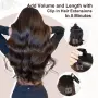 XDhair екстеншъни за коса тип „щипка“ от естествена човешка коса, средно кафява,100 гр.,6бр., 40 см, снимка 7