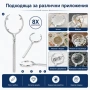 Луксозна увеличителна ръчна лупа мощно увеличение 8X с дръжка стъклена за четене книги вестници , снимка 5