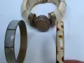 Месингова гривна с естествена кост, седеф и камък, снимка 9