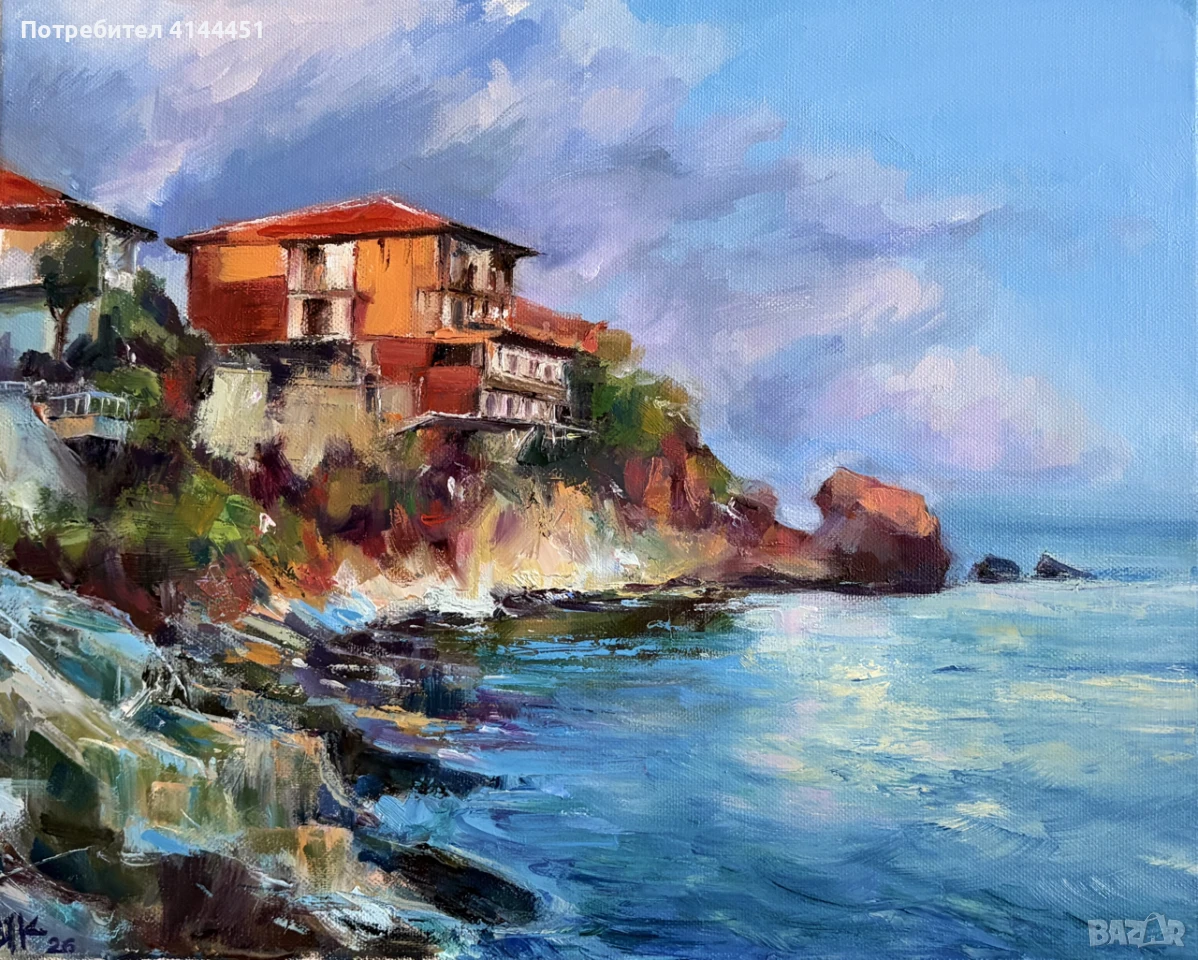 Картина “ Облачен Созопол” маслена живопис, снимка 1