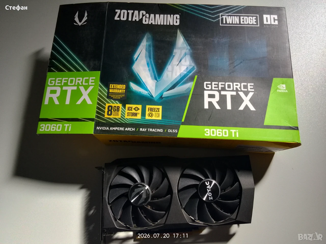 Zotac GaimingTwin Edge RTX 3060 TI 8GB 8-pin с ПРОБЛЕМ, снимка 1
