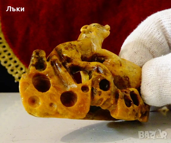 Мастилница от сапунен камък с прасенце. , снимка 2 - Антикварни и старинни предмети - 54058931