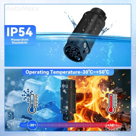 JULIK Адаптер тип 1 към тип 2 32A/16A - SAE J1772 към IEC 62196 , снимка 5 - Аксесоари и консумативи - 54787944