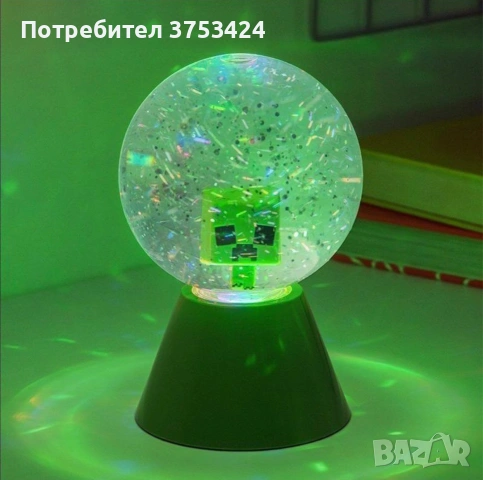 Лампа Paladone Games: Minecraft - Creeper (LED Glitter Ball)