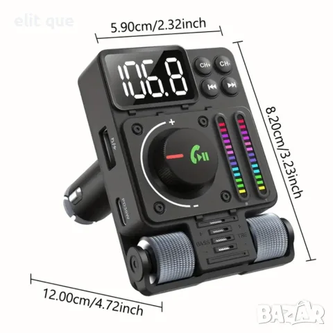 Автомобилен FM предавател и FM трансмитер Bluetooth 5.3 с PD 30W бързо зареждане, Hi-Fi звук и Hands, снимка 16 - Аксесоари и консумативи - 55486950