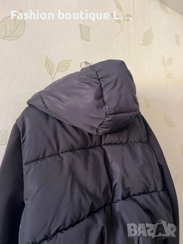 ZARA Черно дамско яке с качулка и джобове L размер с пух отвътре и частици 🖤, снимка 3 - Якета - 54959444