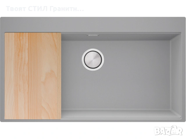 Сива кухненска гранитна мивка Осло 90 XXL Top 880 x 500 мм