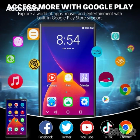 MP3 плейър с Bluetooth и WiFi, 4-инчов сензорен MP4 MP3 плейър , снимка 2 - Друга електроника - 54279012