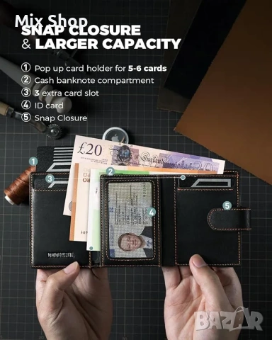 Нов Портфейл AirTag от естествена кожа с RFID , снимка 5 - Портфейли, портмонета - 54688343
