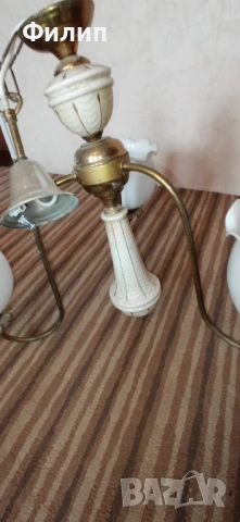 Месингов полюлей с порцелан ., снимка 2 - Други ценни предмети - 54131994