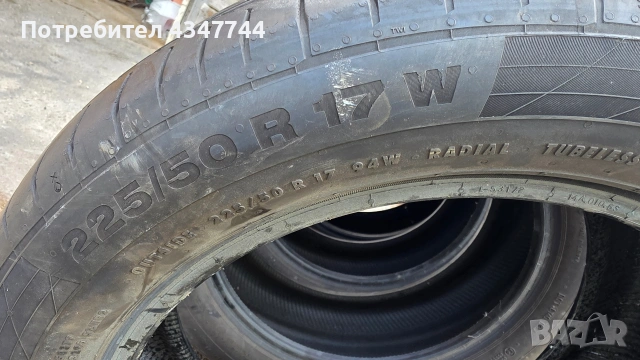 летни гуми Континентал 225/50r17 , снимка 3 - Гуми и джанти - 54627370