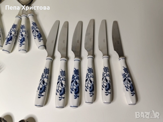комплект прибори с порцеланови дръжки, снимка 7 - Прибори за хранене, готвене и сервиране - 54773793