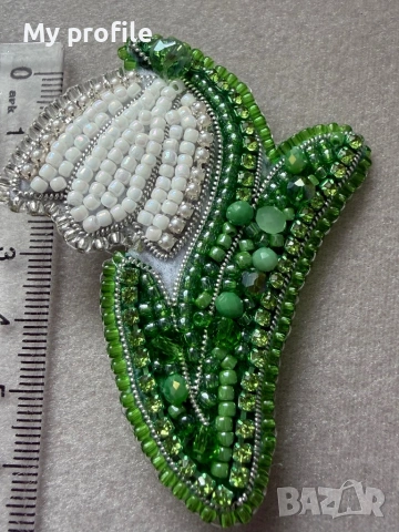 Handmade брошка Кокиче , снимка 3 - Бижутерийни комплекти - 53450394