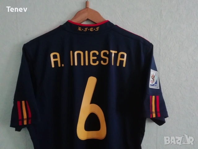 Spain Iniesta Final 2010 Adidas оригинална мачова тениска фланелка Испания Иниеста екип Световно , снимка 4 - Тениски - 43482299